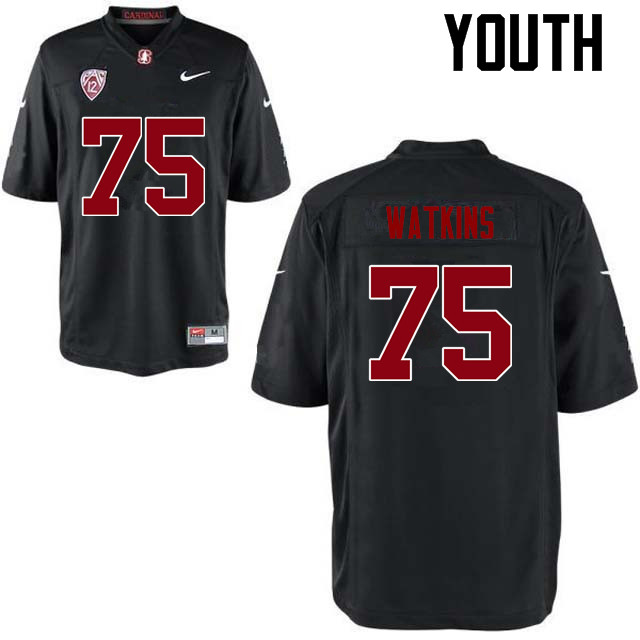 Youth Stanford Cardinal #75 Jordan Watkins College Football Jerseys Sale-Black